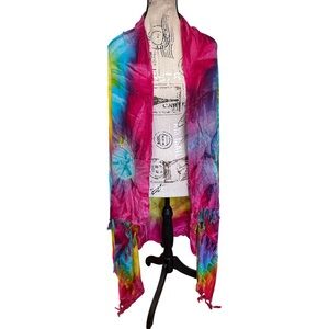 INGEAR Rainbow Tie Dye Sarong Wrap Dress Fringe Beach Cover Up NWT Skirt Summer
